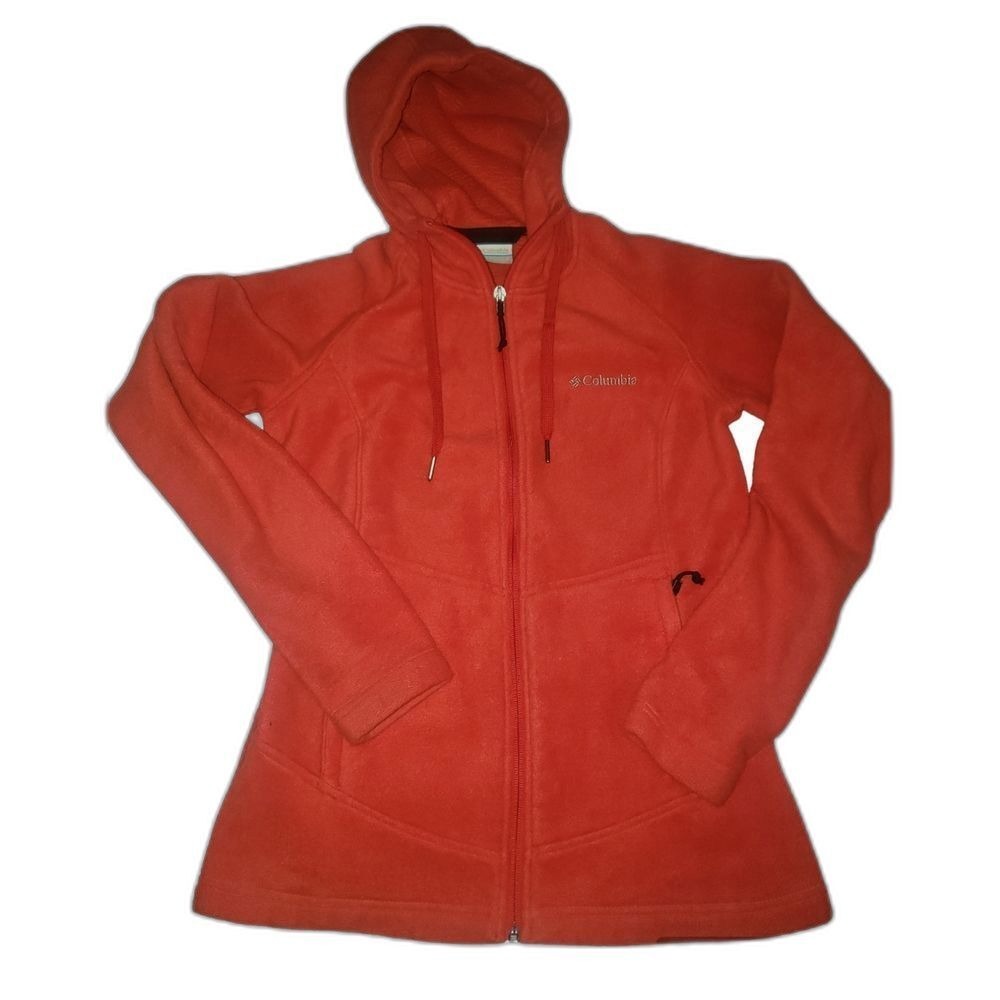 Columbia Red Fleece Hoodie Size M Women's Lightweight Hiking Jacket